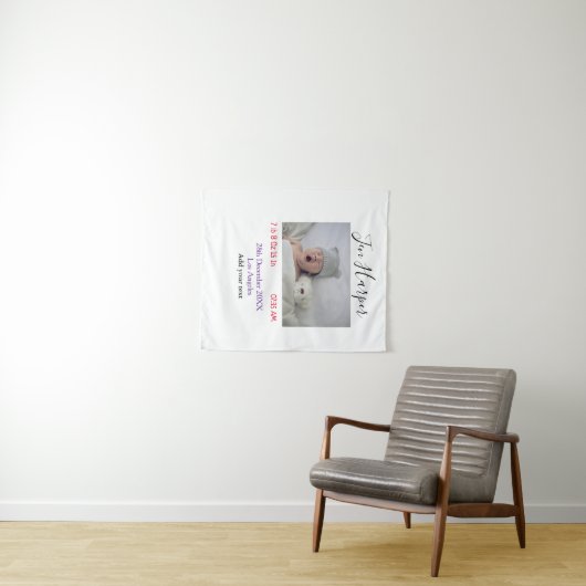 Baby birth stats add name place date keepsake memo wandkleed (In Situ (horizontaal))