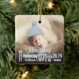 Baby Birth Stats Birth Record kerstfoto Cera Keramisch Ornament