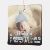 Baby Birth Stats Birth Record kerstfoto Cera Keramisch Ornament (Links)