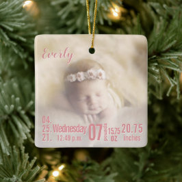 Baby Birth Stats Birth Record kerstfoto Cera Keramisch Ornament