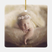 Baby Birth Stats Birth Record kerstfoto Cera Keramisch Ornament (Achterkant)