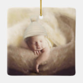 Baby Birth Stats Birth Record kerstfoto Cera Keramisch Ornament (Achterkant)