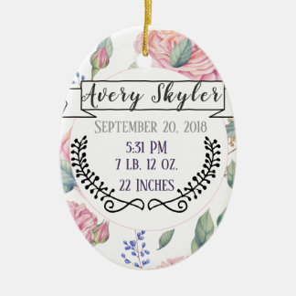 Baby Birth Stats Birth Record kerstfoto Keramisch Ornament
