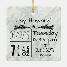 Baby Birth Stats Birth Record kerstfoto Keramisch Ornament