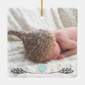 Baby Birth Stats Birth Record kerstfoto Keramisch Ornament (Achterkant)