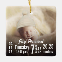 Baby Birth Stats Birth Record kerstfoto Keramisch Ornament