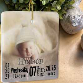 Baby Birth Stats Birth Record kerstfoto Keramisch Ornament