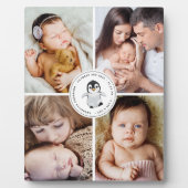 Baby Birth Stats Collage 4 Foto Penguin Fotoplaat (Voorkant)