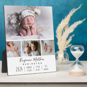Baby Birth Stats Collage 4 Foto Plaque Fotoplaat