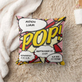 Baby Birth Stats Comic Book Pop Art Keepslag Kussen (Deken)