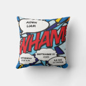 Baby Birth Stats Comic Book Pop Art Keepslag Kussen (Achterkant)