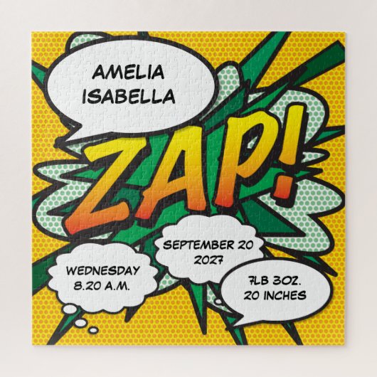 Baby Birth Stats Comic Book Pop Art Keepslag Legpuzzel (Verticaal)