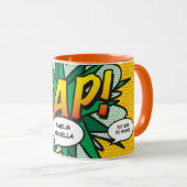 Baby Birth Stats Comic Book Pop Art Keepslag Mok (Voorkant rechts)