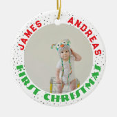 Baby Birth Stats Deer Photo Baby's 1st Christmas  Keramisch Ornament (Voorkant)