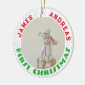 Baby Birth Stats Deer Photo Baby's 1st Christmas  Keramisch Ornament (Links)