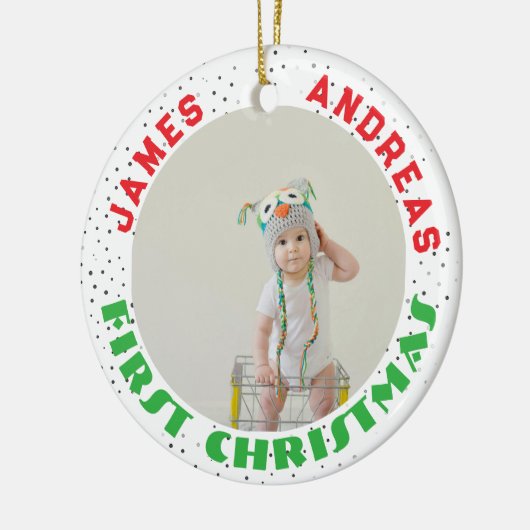 Baby Birth Stats Deer Photo Baby's 1st Christmas Keramisch Ornament (Links)