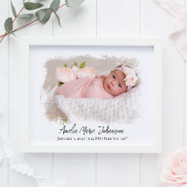 Baby Birth Stats Foto Newborn Keepomwille Nursery Poster