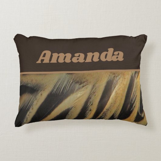 Baby Birth Stats Memento Golden Duck Feather Accent Kussen (Voorkant)