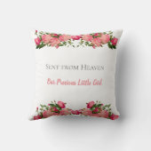 Baby Birth Stats Pink and Peach Floral Throw Pillo Kussen (Achterkant)