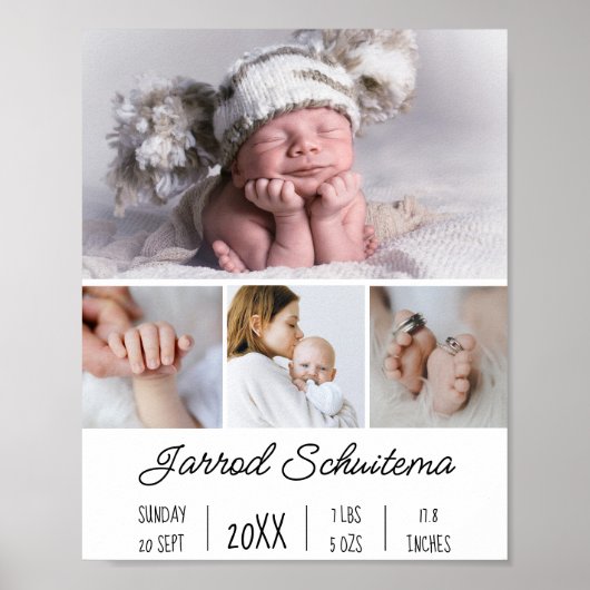 Baby Birth Stats Poster (Voorkant)