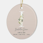 Baby Birth Stats Record Blush Photo Monogram I Keramisch Ornament (Links)