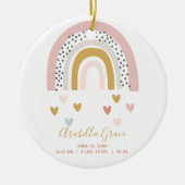 Baby Birth Stats Record Boho Rainbow Foto Keramisch Ornament (Voorkant)