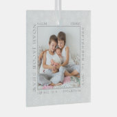 Baby Birth Stats White Snowflake Photo Lijst Glas Ornament (Voorkant Rechts)