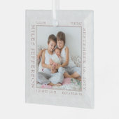 Baby Birth Stats White Snowflake Photo Lijst Glass Glas Ornament (Voorkant links)