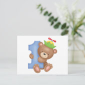 Baby birthday 1 year - teddy briefkaart (Staand voorkant)
