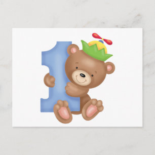 Baby birthday 1 year - teddy briefkaart
