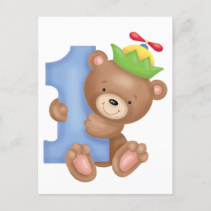 Baby birthday 1 year - teddy briefkaart