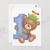 Baby birthday 1 year - teddy briefkaart (Voorkant / Achterkant)
