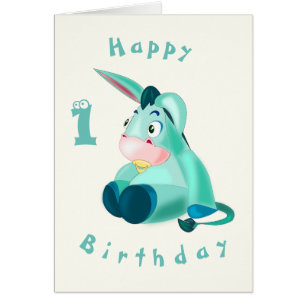 Baby Birthday Kaart Baby Donkey - Gepersonaliseerd