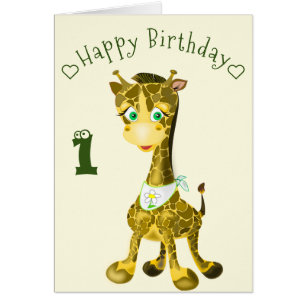 Baby Birthday Kaart Baby Giraffe - Gepersonaliseer