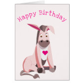 Baby Birthday Kaart baby Roze Donkey - Jouw tekst (Voorkant)