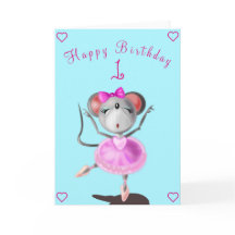 Baby Birthday Kaart Ballet Dancer Mouse - Jouw tek