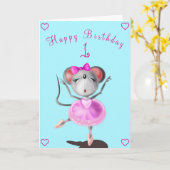 Baby Birthday Kaart Ballet Dancer Mouse - Jouw tek (Gele Bloem)