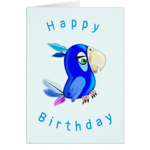 Baby Birthday Kaart Blue Parrot