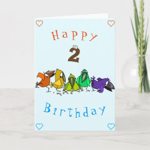 Baby Birthday Kaart Colorful Birds - Persoonlijk