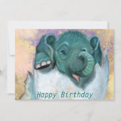 Baby Birthday Kaart Elephant Hatching from Egg - (Voorkant)