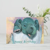 Baby Birthday Kaart Elephant Hatching from Egg - (Staand voorkant)