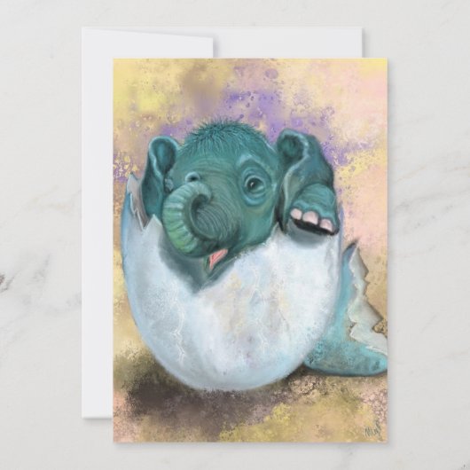 Baby Birthday Kaart Elephant Hatching from Egg - (Achterkant)
