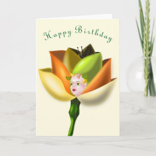 Baby Birthday Kaart Flowers Girl