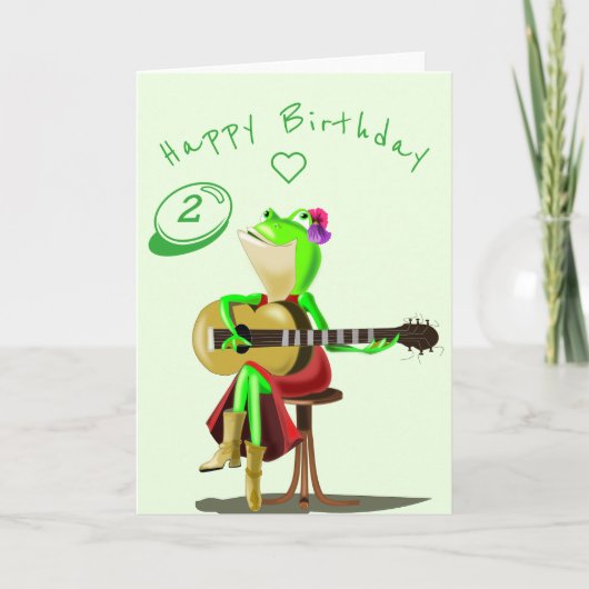 Baby Birthday Kaart Guitar Player Frog Personalize (Voorkant)