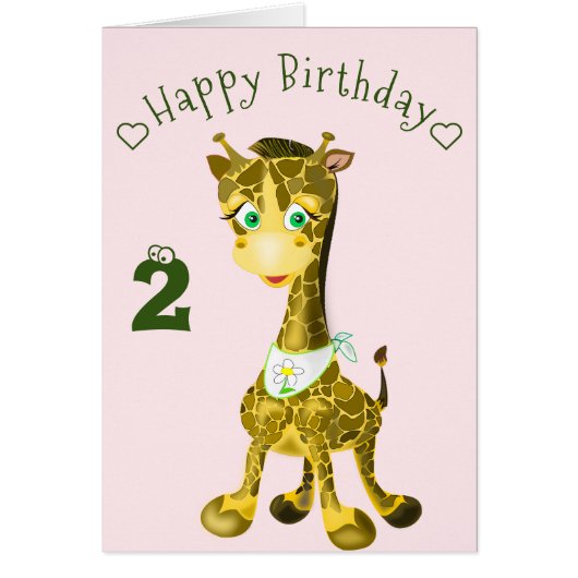 Baby Birthday Kaart happy Giraffe - Gepersonalisee (Voorkant)