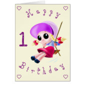 Baby Birthday Kaart Happy Girl - Gepersonaliseerd (Voorkant)