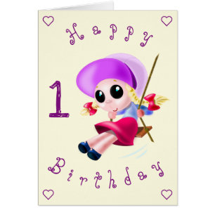 Baby Birthday Kaart Happy Girl - Gepersonaliseerd