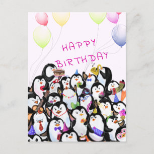 Baby Birthday Kaart Happy Penguins Party Jouw teks