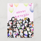 Baby Birthday Kaart Happy Penguins Party Jouw teks (Voorkant)