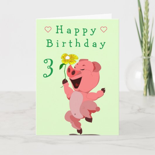 Baby Birthday Kaart Happy Piglet met Daisy (Voorkant)